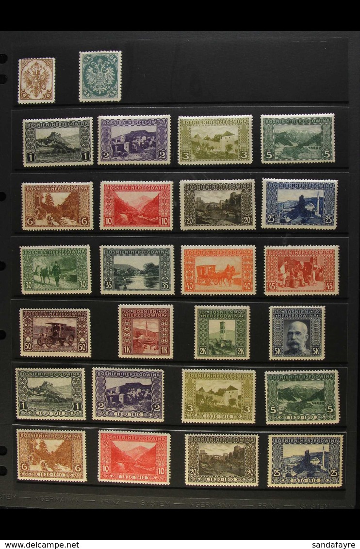 1900-1918 MINT SELECTION  Presented On A Trio Of Stock Pages. Includes 1900 Arms 5k, 1906 Pictorial Set Mint, 1910 Picto - Bosnië En Herzegovina