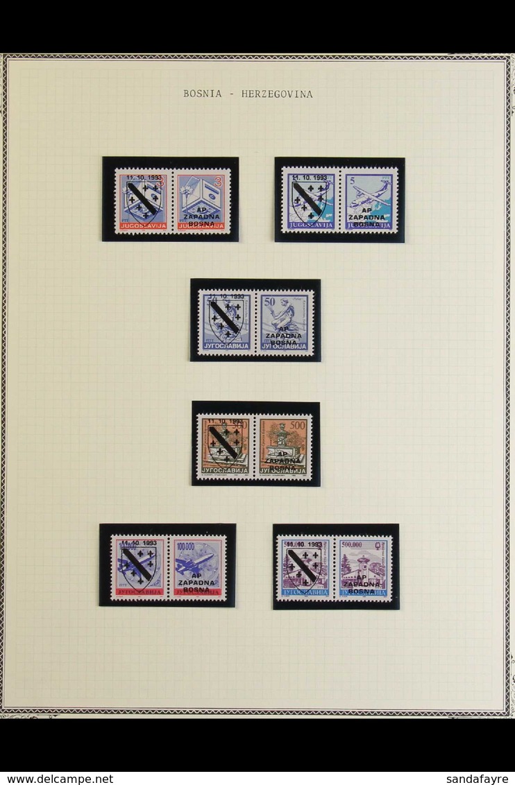 LOCAL PRIVATE OVERPRINTS  1991-1995 Interesting Never Hinged Mint Collection Of Various Local Stamps, Includes "Republik - Bosnia Erzegovina