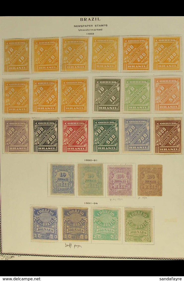 NEWSPAPER STAMPS  1889-1893 COMPLETE MINT COLLECTION On A Page, Includes 1889 Both Sets, 1890 Set Inc 100r (x2 Different - Andere & Zonder Classificatie