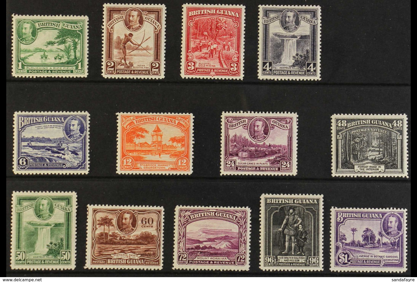 1934-51  KGV Pictorial Definitive Set, SG 288/300, Fine Mint (13 Stamps) For More Images, Please Visit Http://www.sandaf - Guyana Britannica (...-1966)