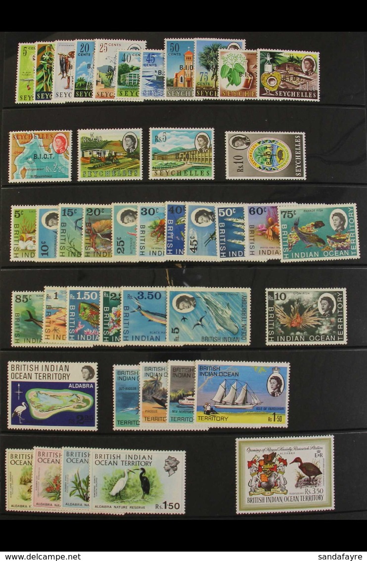 1969-76 COMPLETE NEVER HINGED MINT COLLECTION  Includes 1968 Overprints On Seychelles Set, 1968-70 Marine Life Complete  - Territorio Britannico Dell'Oceano Indiano