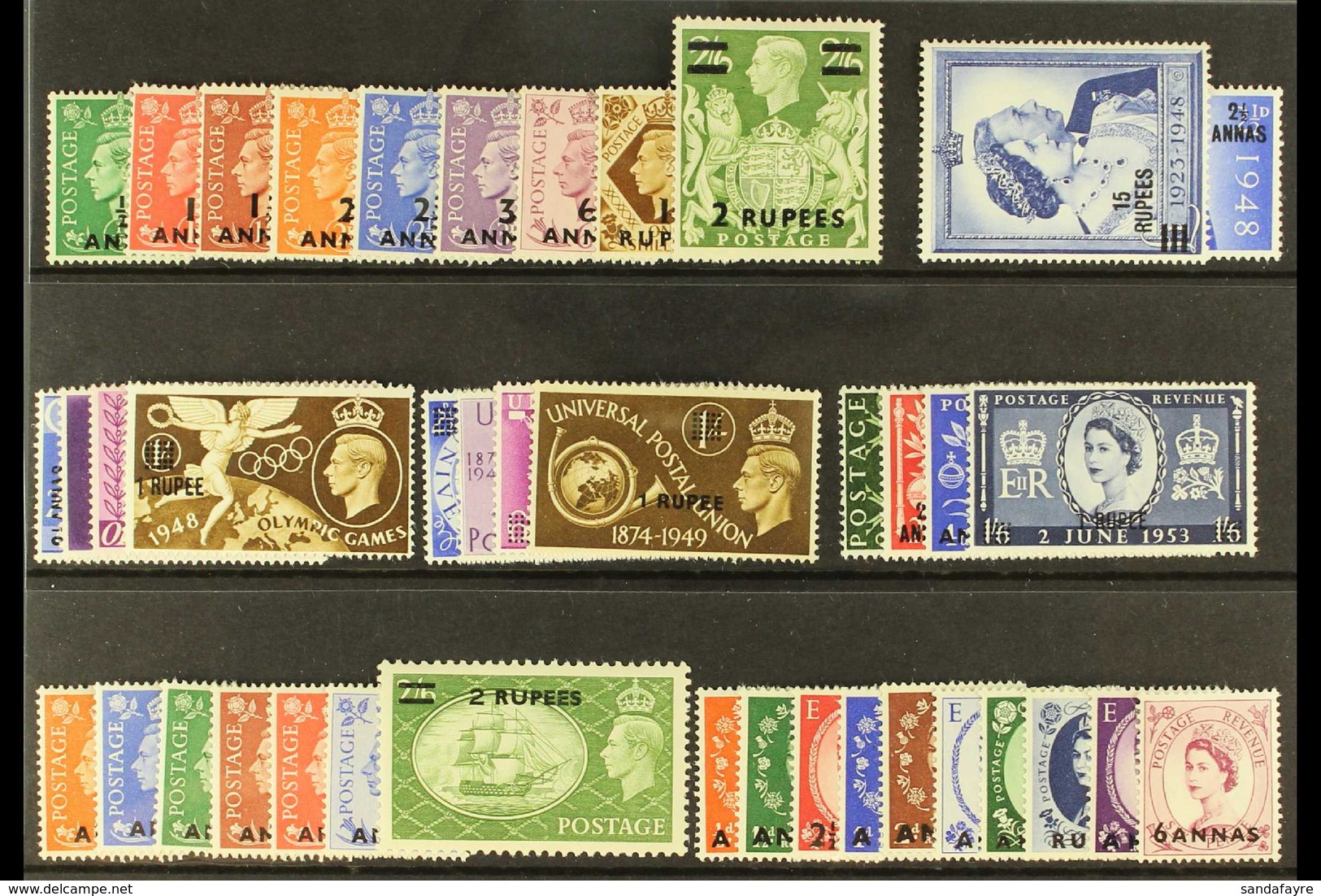 1948-1953 COMPLETE VERY FINE MINT COLLECTION  On A Stock Card, All Different, Includes 1948 Set, 1948 Wedding Set, 1950- - Bahrein (...-1965)