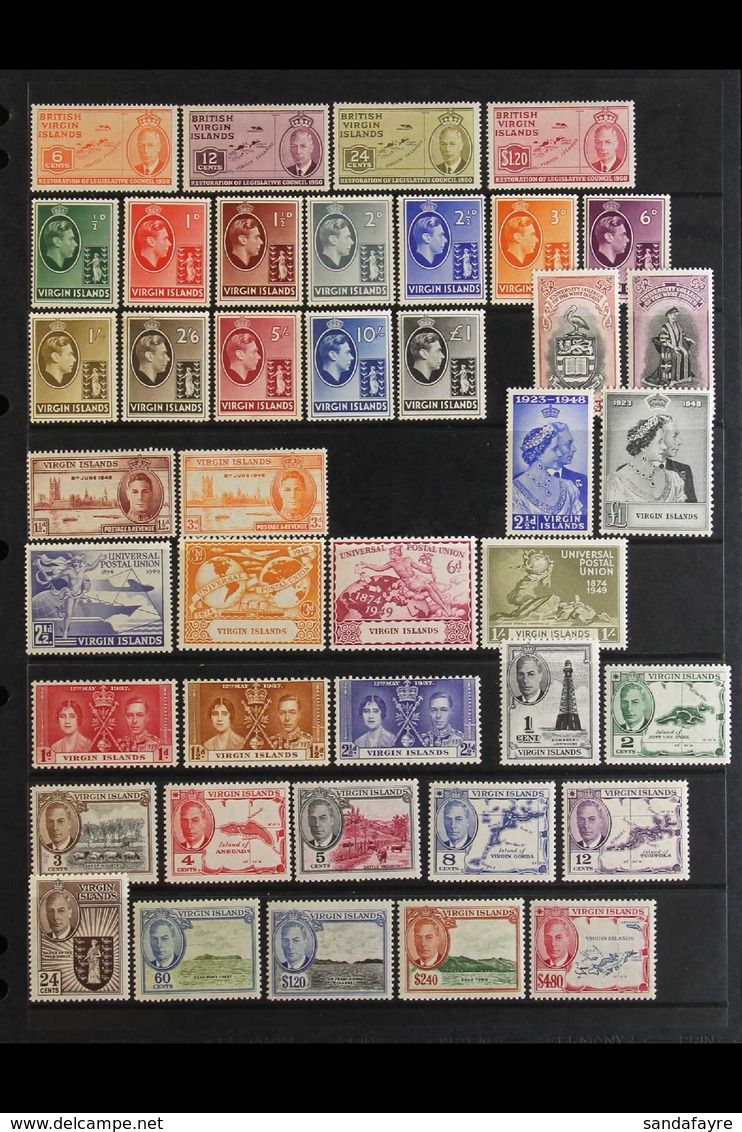 1937-1952 COMPLETE VERY FINE MINT COLLECTION  On Leaves, All Different, Complete For The Period, Includes 1938-47 KGVI S - Britse Maagdeneilanden