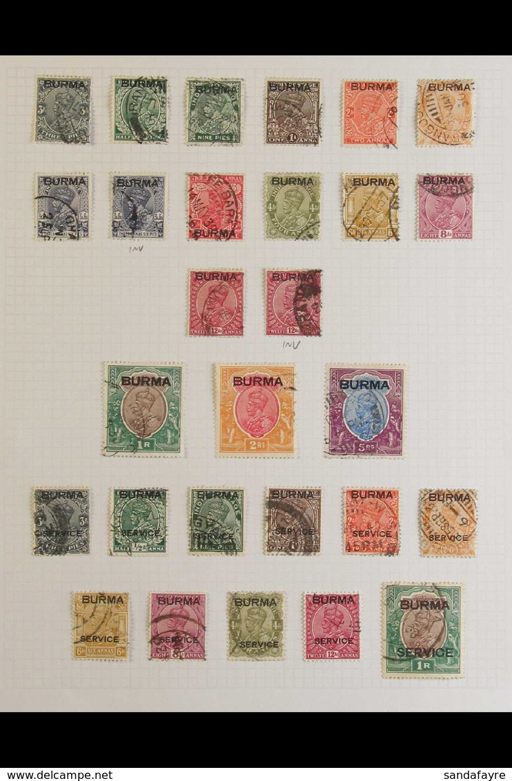 1937-1947 FINE USED COLLECTION  On Leaves, ALL DIFFERENT, Includes 1937 Opts Set To 5r, Plus A Couple Of Wmk Inverted Va - Birma (...-1947)