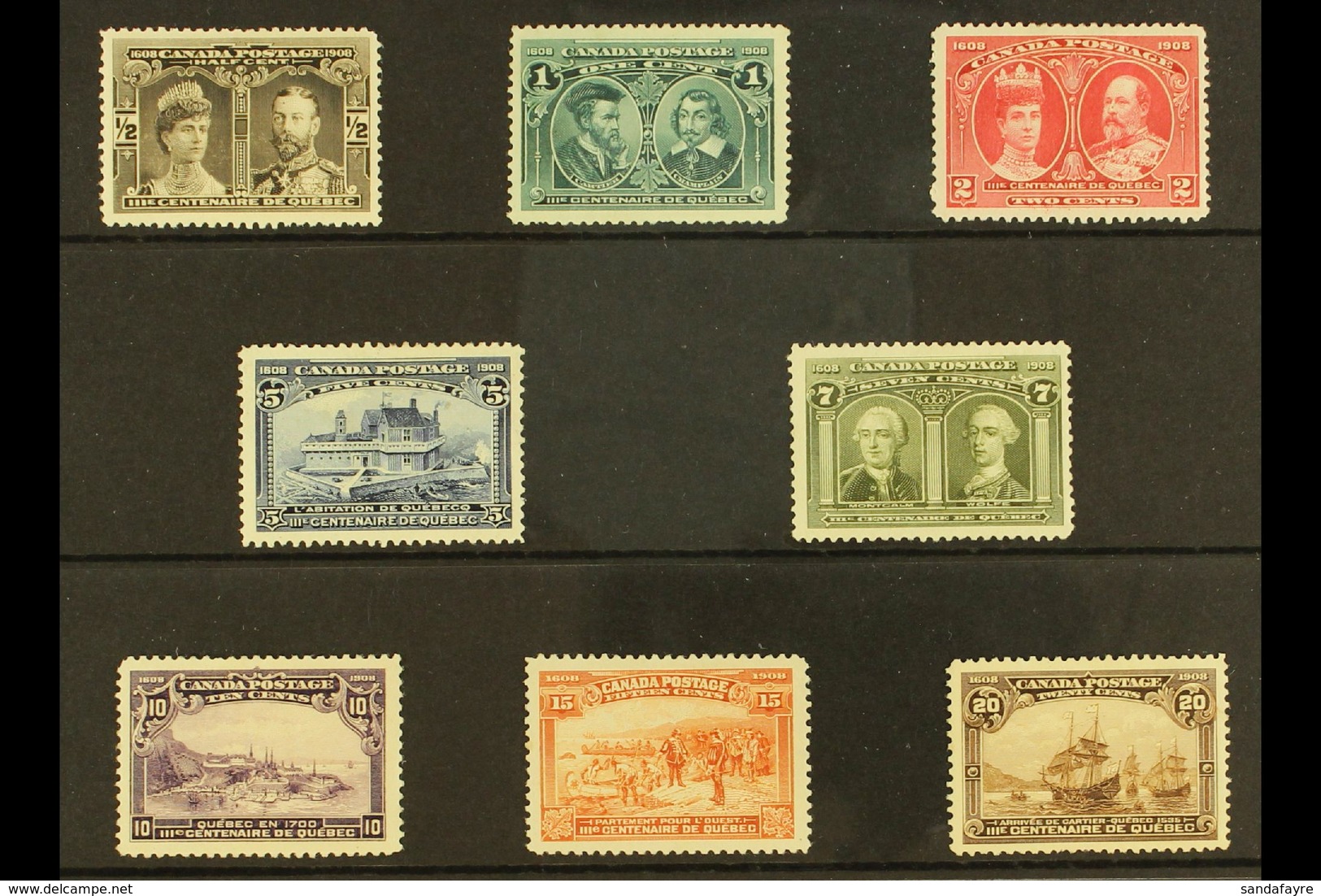 1908  Quebec Tercentenary Set Complete, SG 188/195, Very Fine Mint Large Part OG With Much Better Than Normal Centering  - Andere & Zonder Classificatie