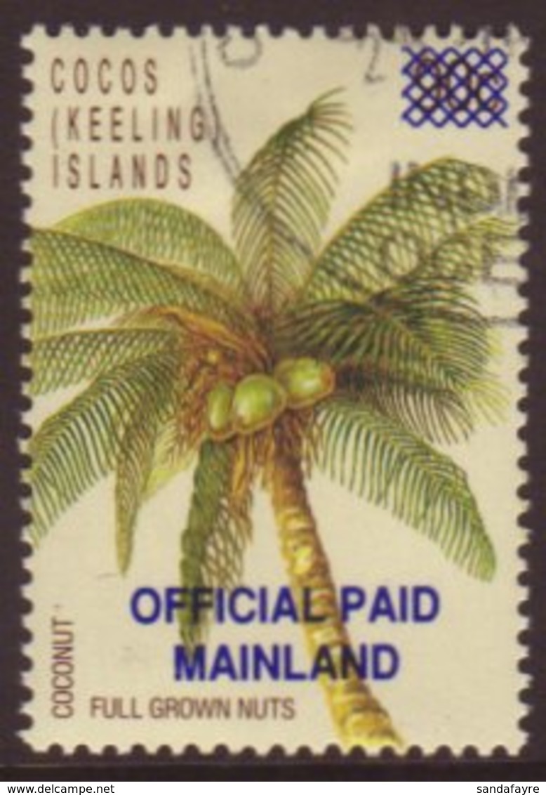 OFFICIAL  1991 (43c) On 90c Coconut Palm, SG O1, Very Fine Used. For More Images, Please Visit Http://www.sandafayre.com - Isole Cocos (Keeling)