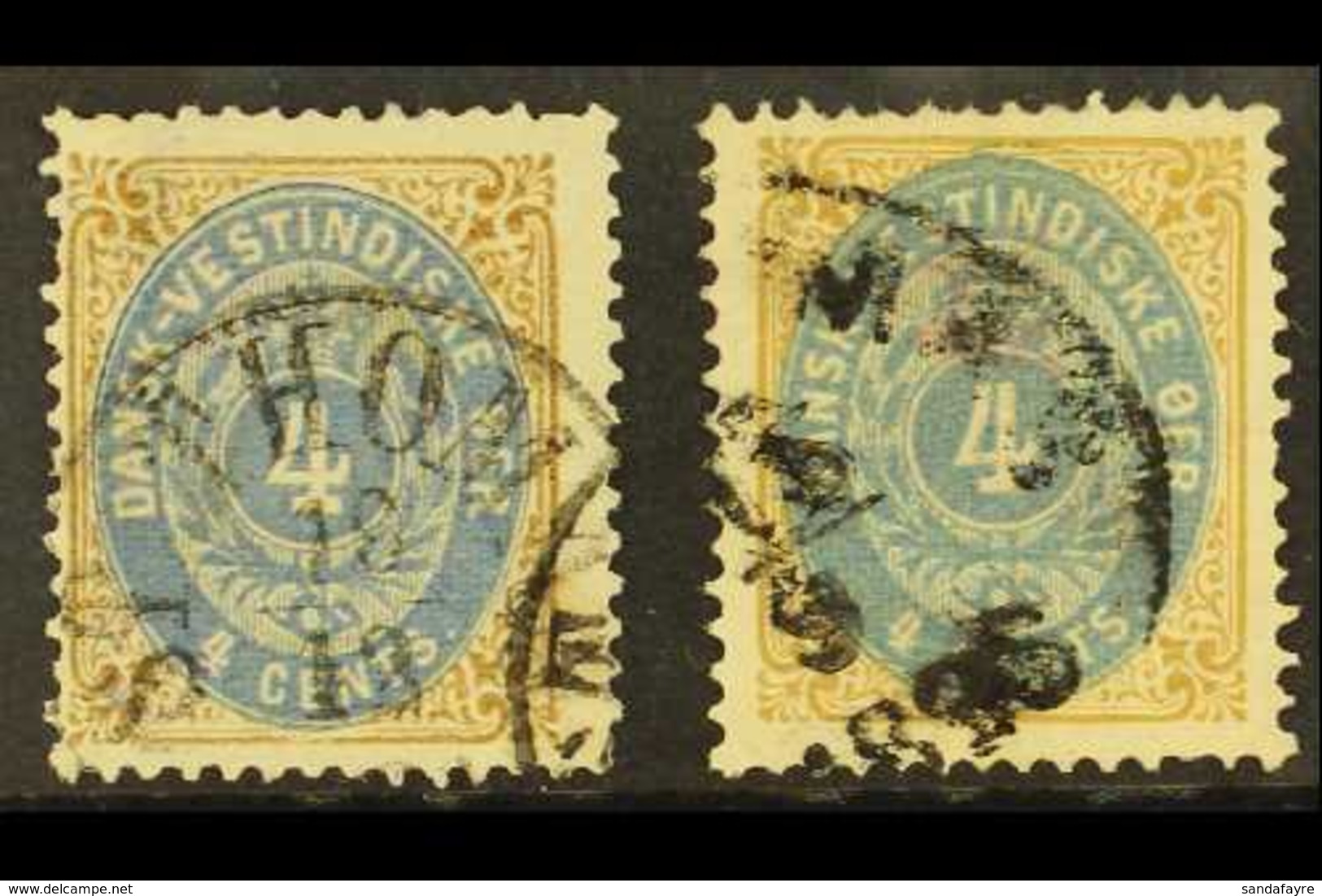 1873-1902  4c 1873 And 1878 Printings, Facit 7a/b, SG17/18, Fine Cds Used. (2) For More Images, Please Visit Http://www. - Danish West Indies