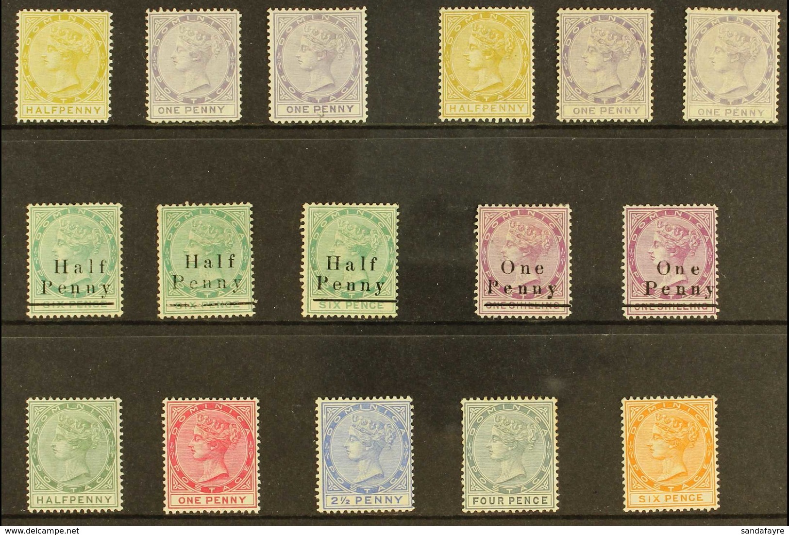 1877-90 MINT SELECTION  Includes 1877-79 (wmk CC) ½d And 1d (2), 1883-86 (wmk CA) ½d And 1d (2), 1886 ½d On 6d (3) And 1 - Dominica (...-1978)