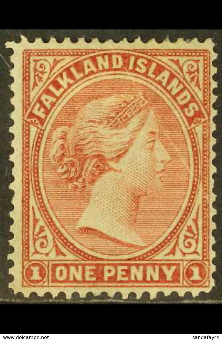 1878  1d Claret, No Watermark, SG 1, Unused, Diagonal Crease, Good Colour And Perfs, Cat.£750. For More Images, Please V - Falklandeilanden