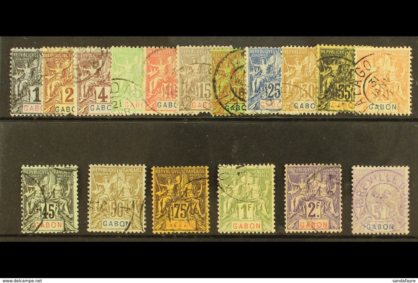 GABON  1904-07 Complete "Tablet" Set, Yvert 16/32, Very Fine Used. (17 Stamps) For More Images, Please Visit Http://www. - Sonstige & Ohne Zuordnung