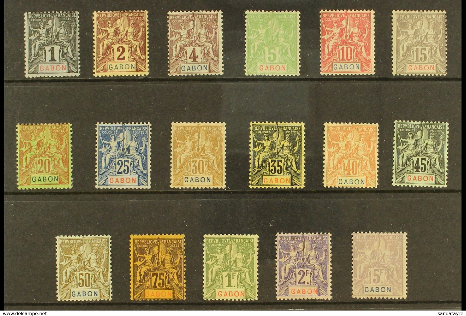 GABON  1904-07 Tablets Complete Set (Yvert 16/32, SG 16/32), Fine Mint, 5f With Small Thin, Very Fresh. (17 Stamps) For  - Andere & Zonder Classificatie