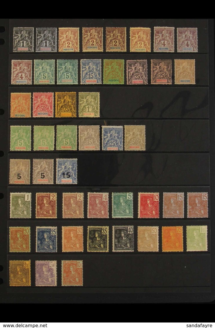 INDO-CHINA  1892-1904 MINT COLLECTION With A Few Shades On A Stock Page, Includes 1892-96 Tablets Set (ex 10c) To 1f, 19 - Sonstige & Ohne Zuordnung