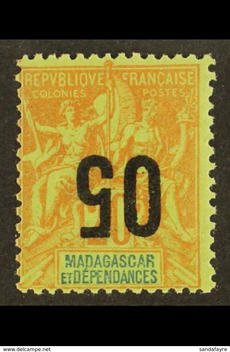 MADAGASCAR  1912 "05" On 20c Red And Green, Variety "surcharge Inverted", Yv 112a, Very Fine Mint. For More Images, Plea - Altri & Non Classificati