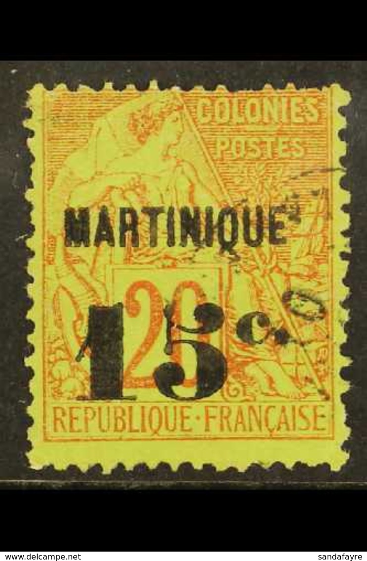MARTINIQUE  1888 15c On 20c Red And Green, Yv 16, Fine Used. For More Images, Please Visit Http://www.sandafayre.com/ite - Sonstige & Ohne Zuordnung