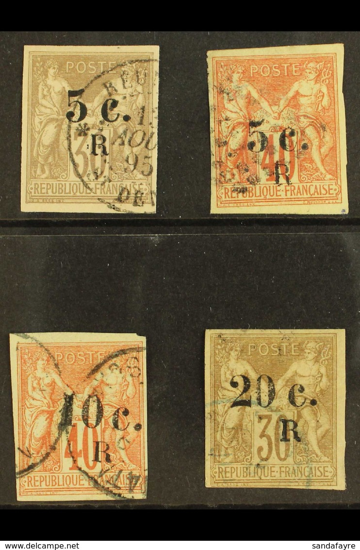 REUNION  1877 5c On 30c Brown To 20c On 30c Brown Tablet Issue, Yv 7/10, Very Fine Used. (4 Stamps) For More Images, Ple - Andere & Zonder Classificatie