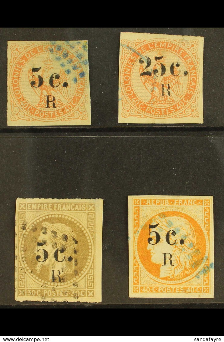 REUNION  1885/6 5c On 40c Vermilion (Eagle) To 5c On 40c Pale Orange (Ceres), Yv 3/6, Couple Trivial Faults Otherwise Ve - Andere & Zonder Classificatie