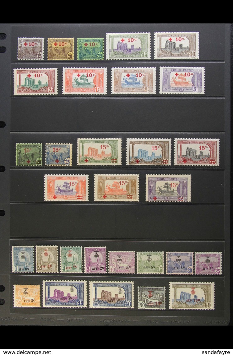 TUNISIA  1916-1930 COLLECTION OF FINE MINT SETS. Presented On Stock Pages, Inc 1916 & 1918 Surcharged Sets (Yv 50/66), 1 - Sonstige & Ohne Zuordnung