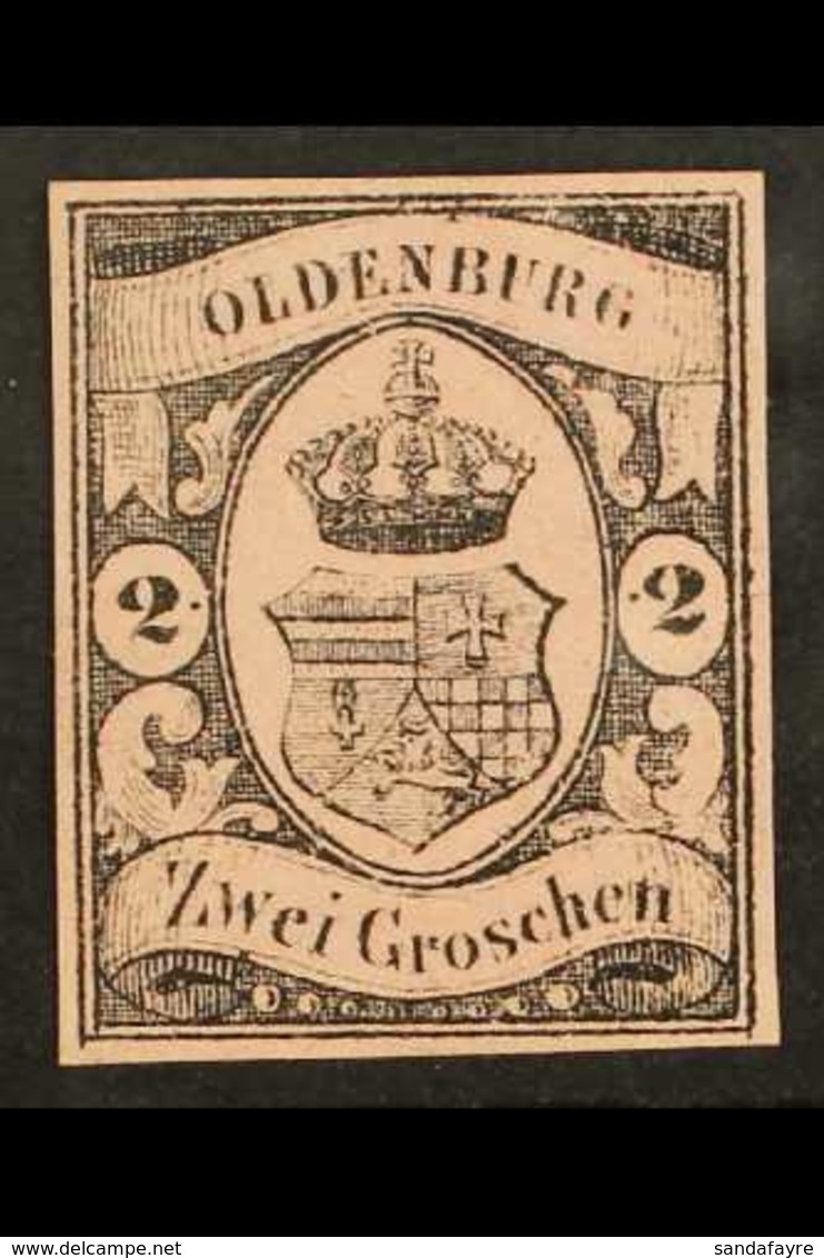 OLDENBURG  1859 2 Gr Black On Rose, Mi 7, Very Fine And Fresh Mint No Gum. Lovely Stamp With Clear Even Margins All Roun - Sonstige & Ohne Zuordnung