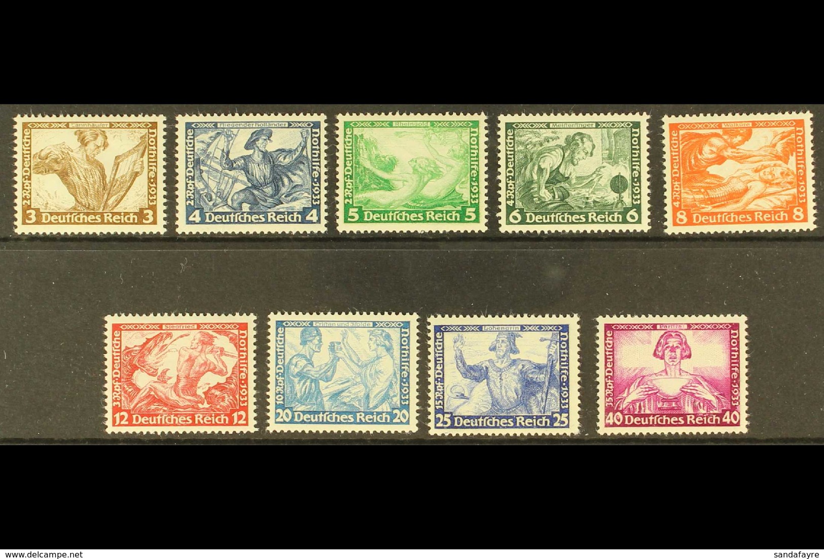 1933  Wagner Complete Set (Michel 499/507, SG 513/21), Fine Mint, Very Fresh. (9 Stamps) For More Images, Please Visit H - Altri & Non Classificati