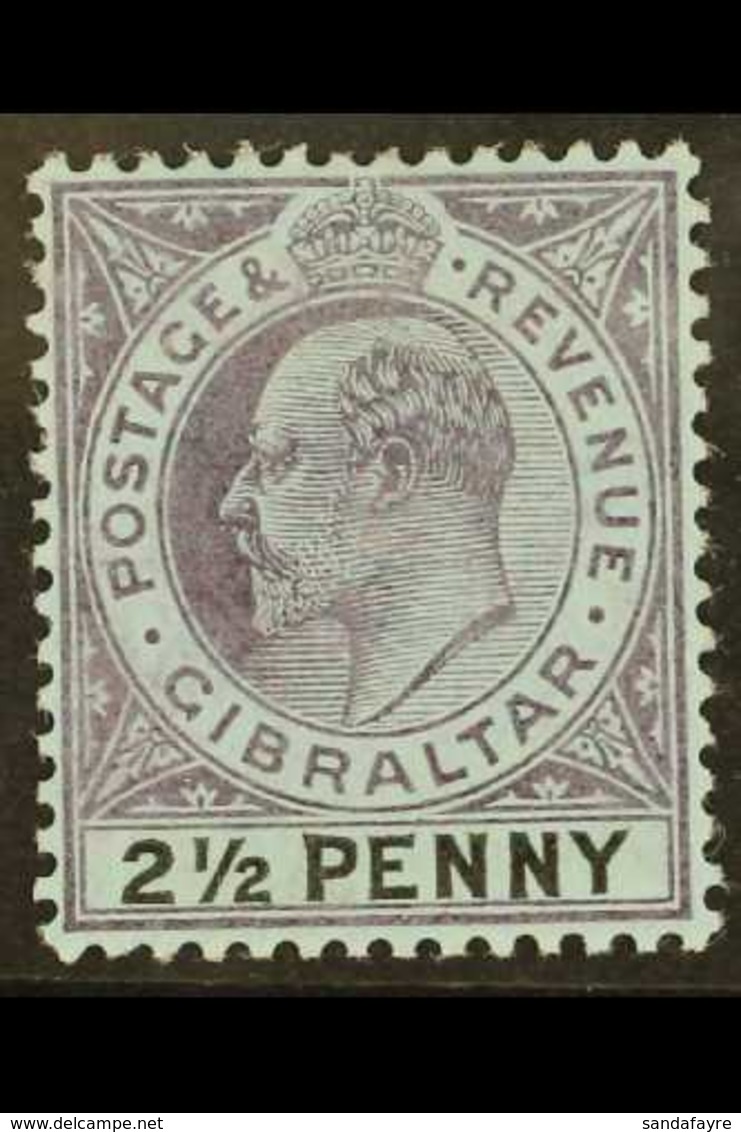 1903  2½d Dull Purple And Black On Blue With Large "2" In "½" Variety, SG 49a, Mint, Tiny Hinge Thin. For More Images, P - Gibilterra