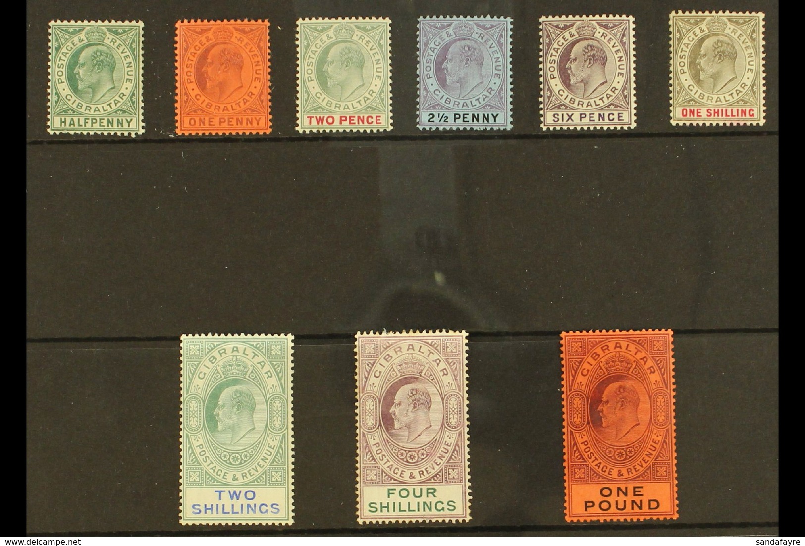 1904-08  Complete Definitive Set, SG 56/64, Mint, The 4s With Some Toned Perfs On The Back, Most Others Fine. (9 Stamps) - Gibraltar