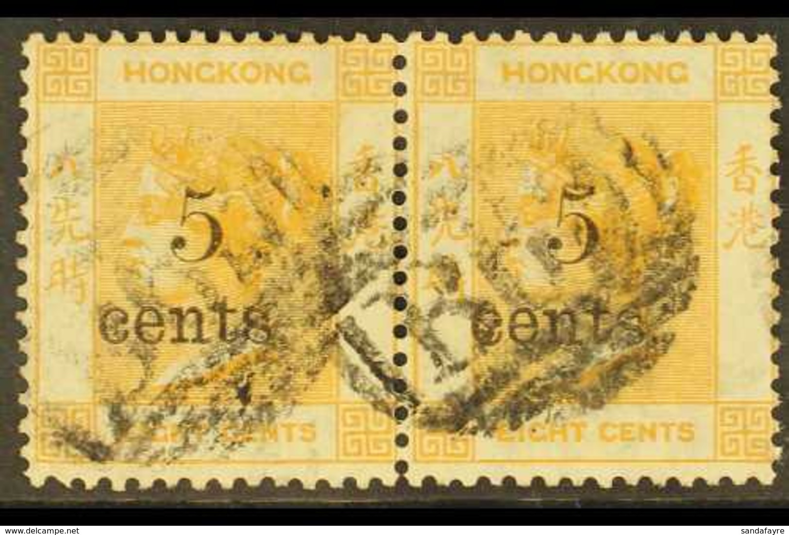 1880  5c On 8c Bright Orange, SG 23, Scarce Horizontal Pair With Neat B62 Cancels. For More Images, Please Visit Http:// - Andere & Zonder Classificatie