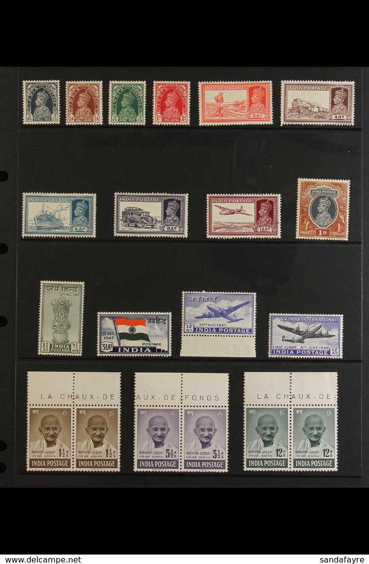 1937-1952 FINE MINT COLLECTION  With 1937-40 Most Values To 1R, 1948 Gandhi Set To 12a (horiz Pairs), 1949-52 Pictorials - Altri & Non Classificati