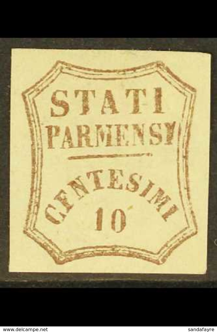 PARMA - PROVISIONAL GOVERNMENT  1859 10c Brown, Variety "CFN For CEN", Sass 14e, Very Fine Mint No Gum. Cat Sass €2400 ( - Non Classés