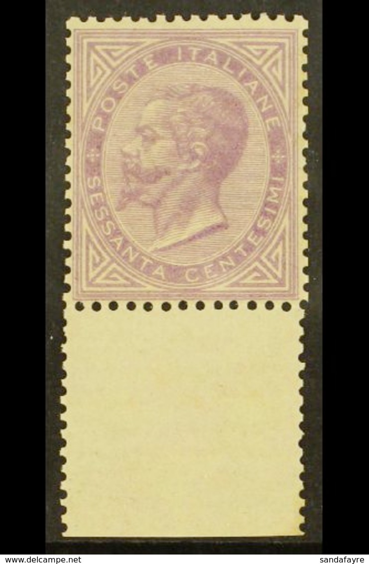 1863  60c Bright Lilac London Printing, Sassone L21, Never Hinged Mint With Sheet Margin At Base, Signed & Identified By - Zonder Classificatie