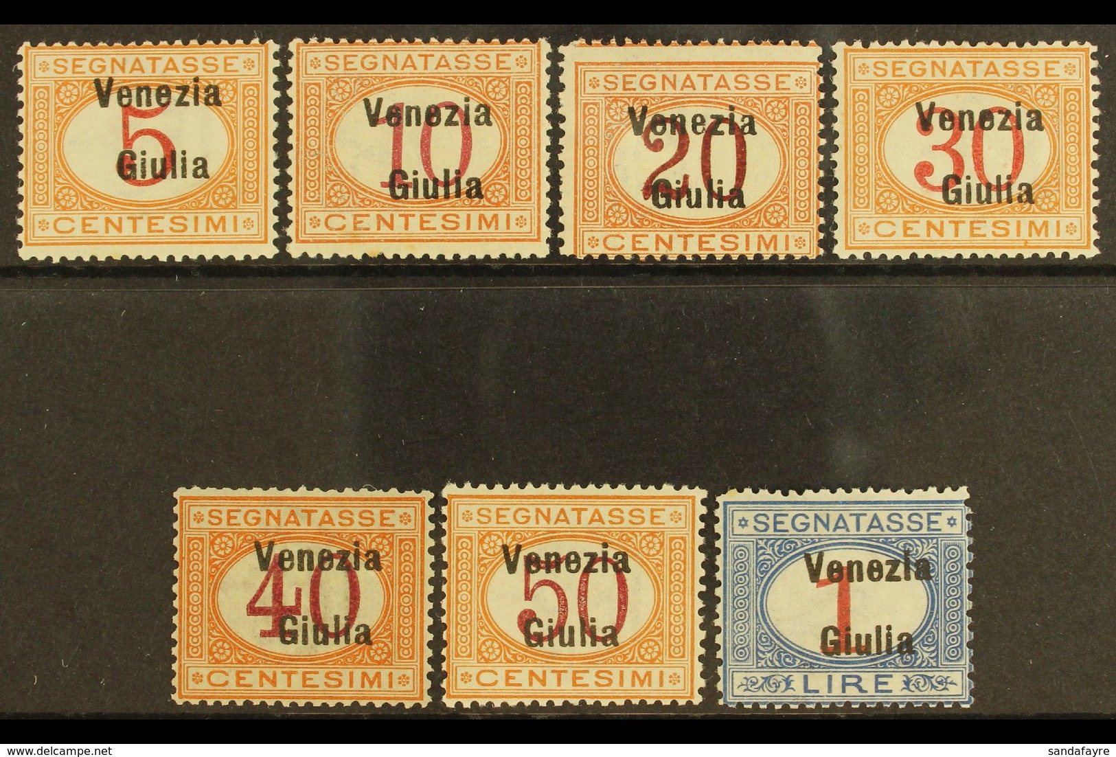 VENEZIA GIULIA  POSTAGE DUES 1918 Overprint Set Complete, Sass S4, Very Fine Mint. Cat €1000 (£760) Rare Set. (7 Stamps) - Non Classificati