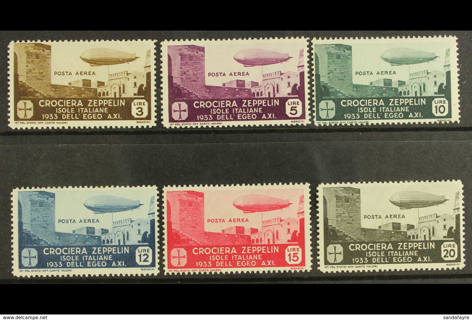AEGEAN ISLANDS  1933 Zeppelin Set Complete, Sass S31, Fine Mint, Hint Of Gum Toning. (6 Stamps) For More Images, Please  - Altri & Non Classificati