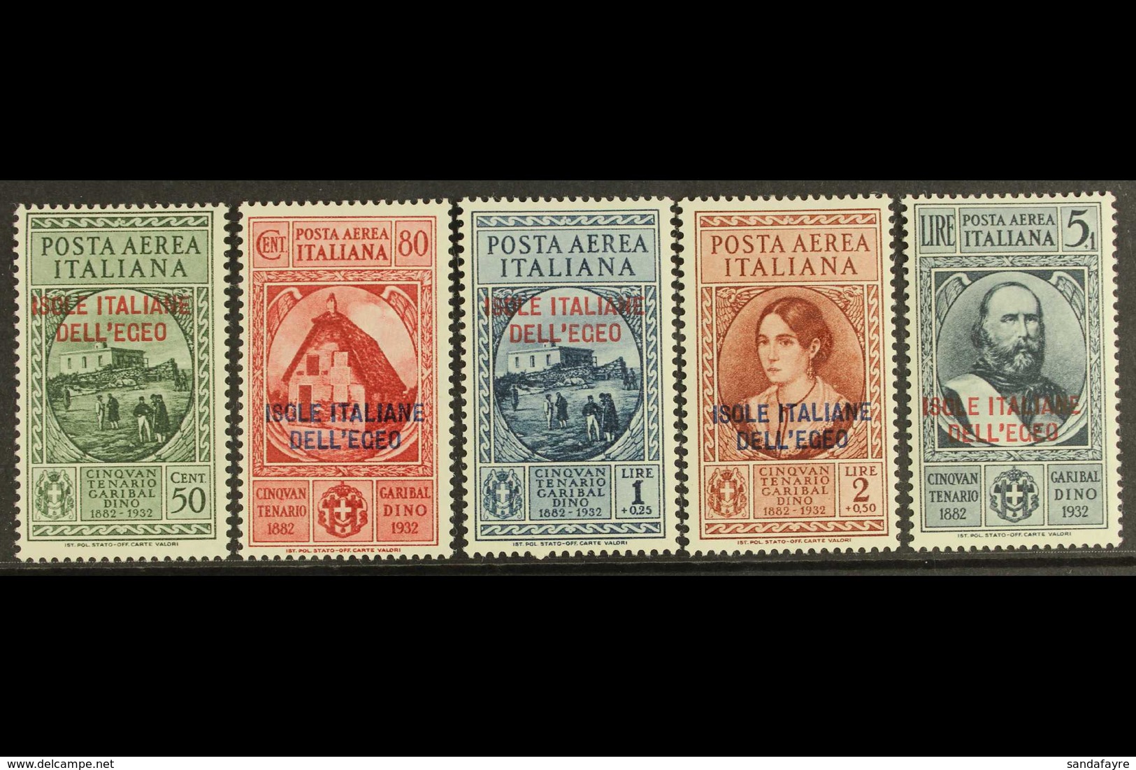 AEGEAN ISLANDS  1932 Garibaldi Postage Set, Sass 14/18 Very Fine Mint. (5 Stamps) For More Images, Please Visit Http://w - Altri & Non Classificati