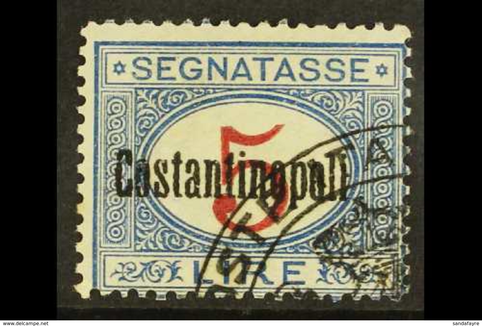 CONSTANTINOPLE  POSTAGE DUE 1922 2L Blue And Carmine, Sassone 6 (SG D105), Fine Used, Signed Sorani, E. Diena & Oliva. R - Altri & Non Classificati