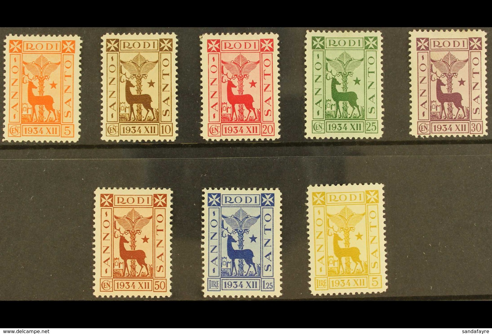 RHODES  1935 Holy Year Complete Set, Sassone S17a, Very Fine Mint With Lovely Fresh Colours. (8 Stamps) For More Images, - Sonstige & Ohne Zuordnung