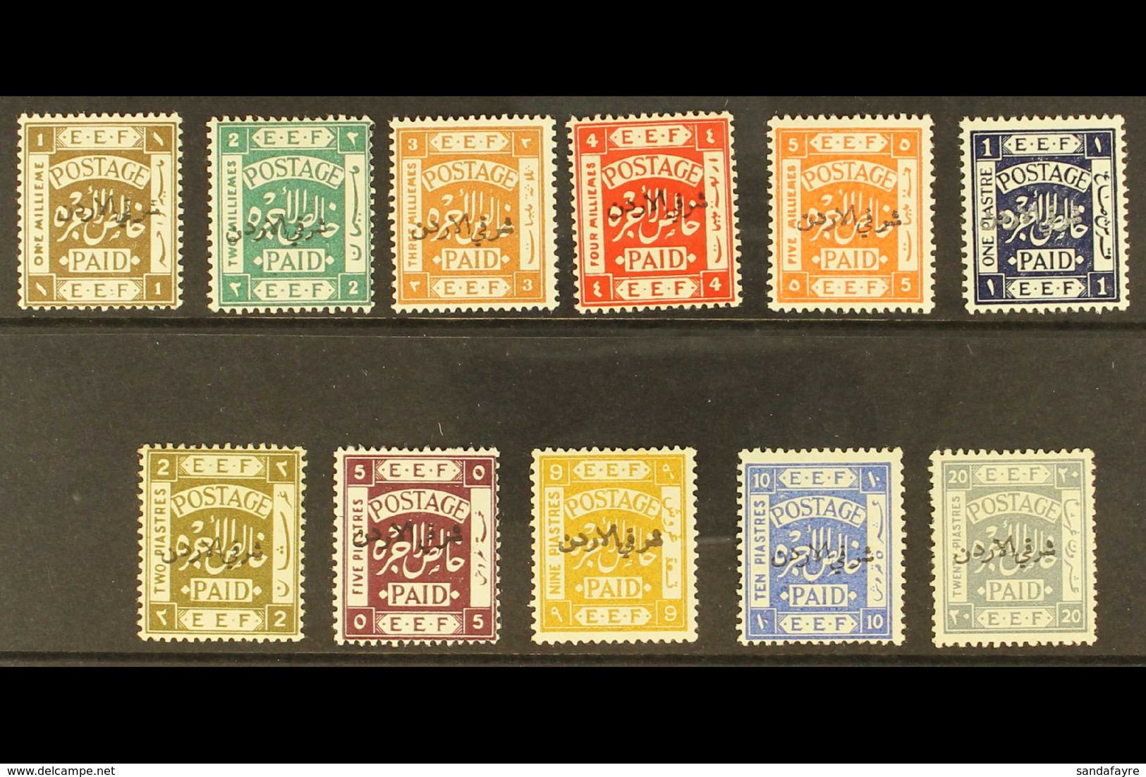 1920  "East Of Jordan" Ovpt Set, Perf 14, SG 9/19, Very Fine Mint. (11 Stamps) For More Images, Please Visit Http://www. - Giordania