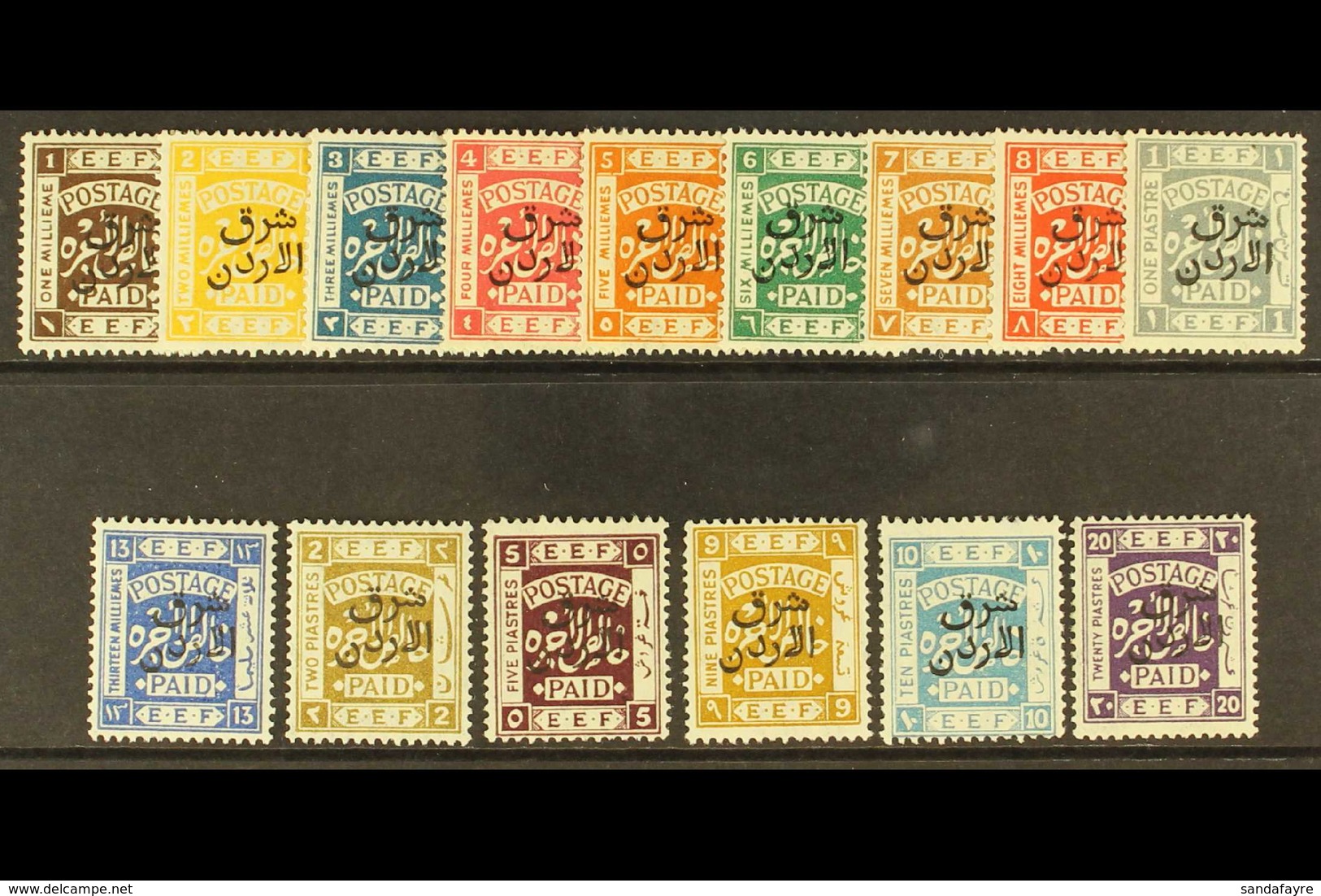 1925  "East Of Jordan" Ovpt Set, Perf 14, SG 143/57, Very Fine Mint. (15 Stamps) For More Images, Please Visit Http://ww - Jordanië