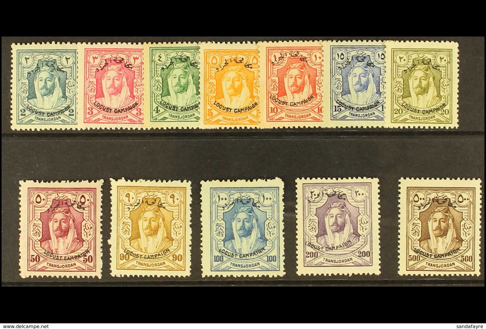 1930  Locust Campaign Set Complete, SG 183/94, Very Fine Mint. (12 Stamps) For More Images, Please Visit Http://www.sand - Jordan