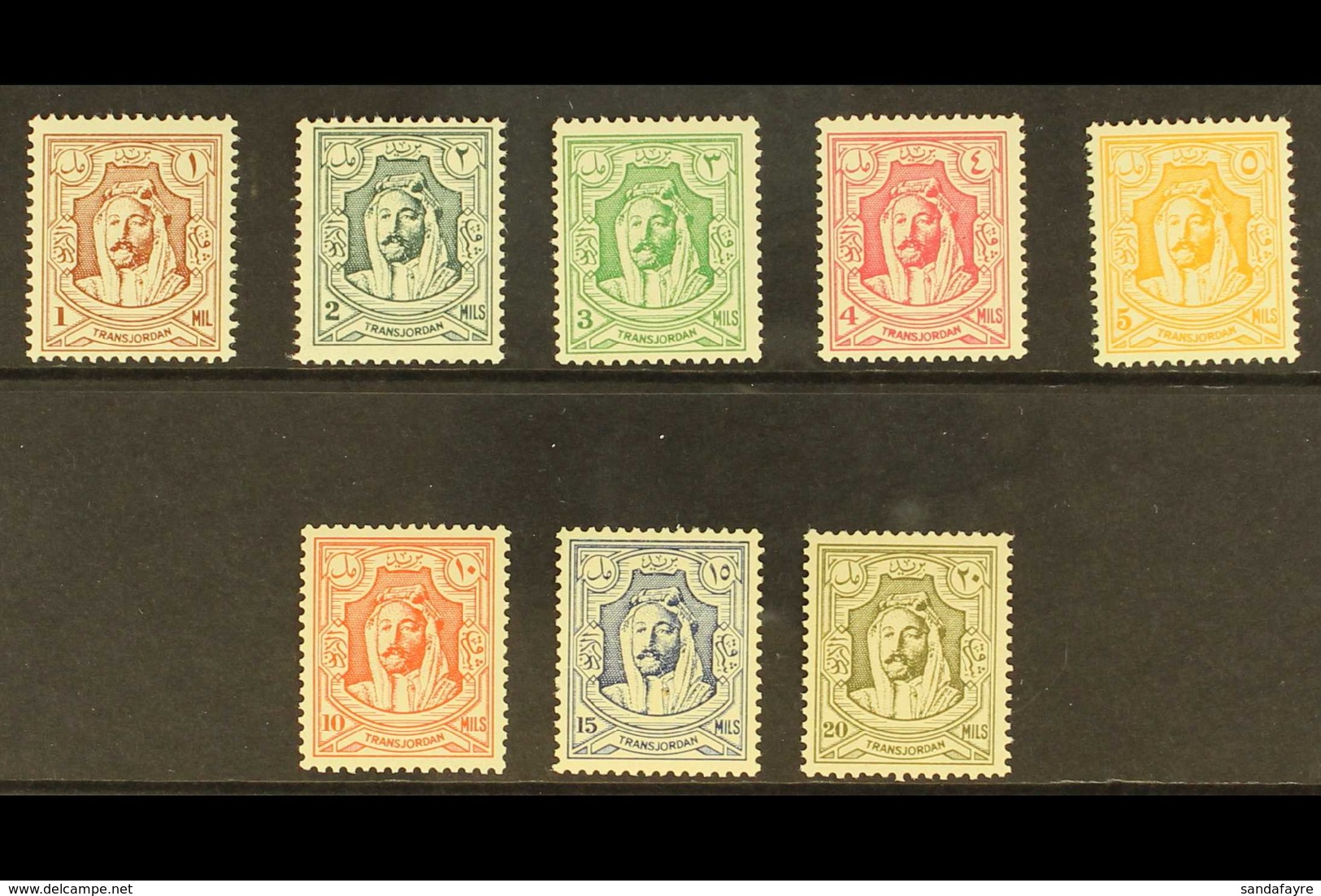 1942  Emir Abdullah, Modified Design Set, SG 222/9, Very Fine Never Hinged Mint. (8 Stamps) For More Images, Please Visi - Jordanië