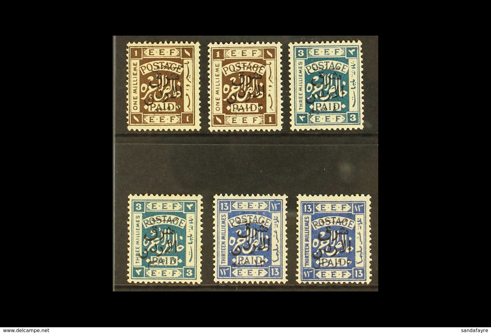 POSTAGE DUES  1926 Overprint Set Complete, SG D165/70, Very Fine Mint. (6 Stamps) For More Images, Please Visit Http://w - Jordanië