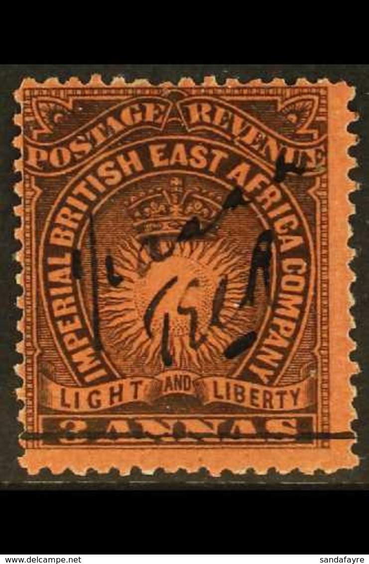 1895  "½ Anna" On 3a Black On Dull Red, Initialed "T.E.C.R.", SG 31, Very Fine Mint Og. For More Images, Please Visit Ht - Vide