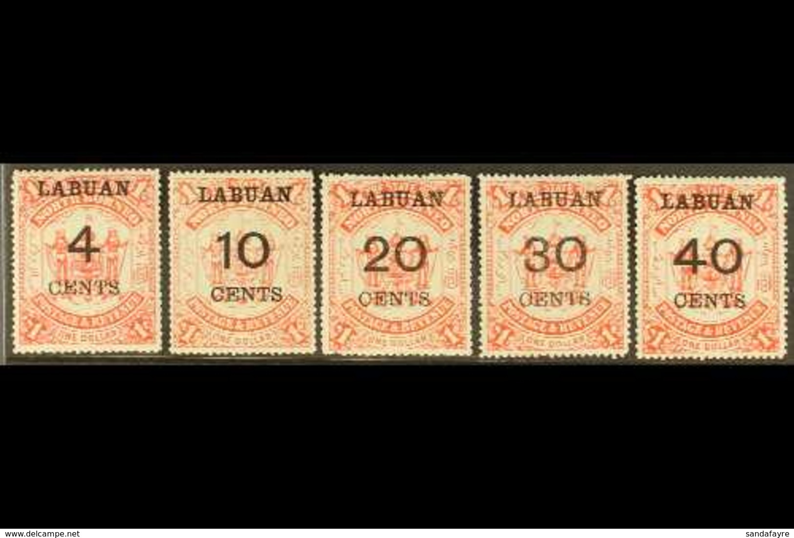 1895  Surcharges On $1 Scarlet Set, SG 75/79, Fine Mint. (5 Stamps) For More Images, Please Visit Http://www.sandafayre. - Borneo Del Nord (...-1963)