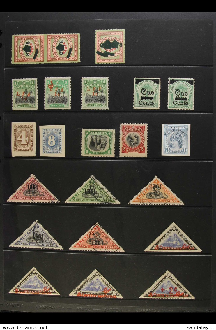 ERRORS, VARIETIES AND OTHER UNUSUAL ITEMS  1880's To 1920's Collection Which Includes 1885 4c Imperf Unused, 1889 8c Bri - Liberia