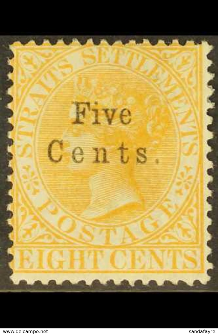 1879  5c On 8c Orange, SG 20, Fine Mint. For More Images, Please Visit Http://www.sandafayre.com/itemdetails.aspx?s=6304 - Straits Settlements