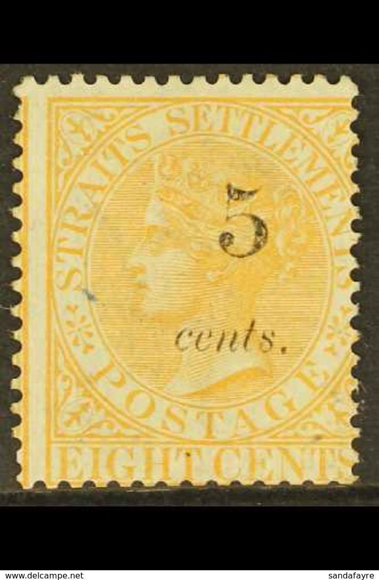 1880  (Aug) 5c On 8c Orange, SG 42s., Fresh Unused Without Gum. For More Images, Please Visit Http://www.sandafayre.com/ - Straits Settlements