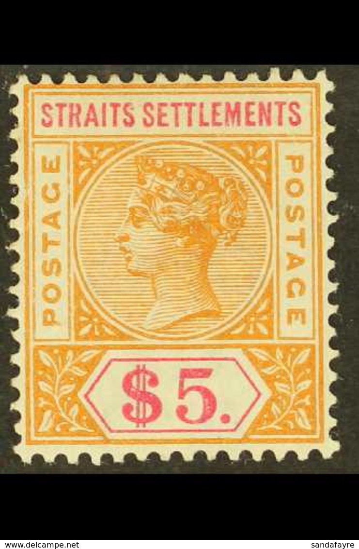 1892-99  $5 Orange And Carmine, SG 105, Fine Mint. For More Images, Please Visit Http://www.sandafayre.com/itemdetails.a - Straits Settlements