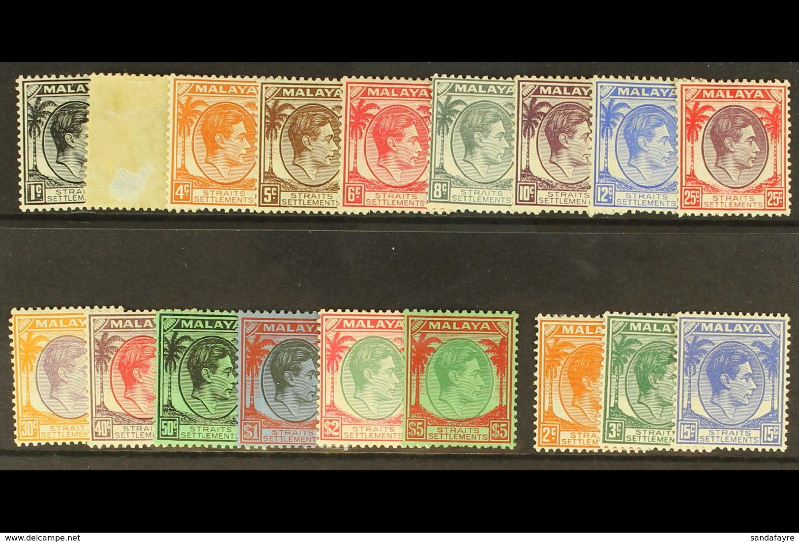 1937-41  Complete Set Of Eighteen Values, SG 278/298, Fine Mint. (18 Stamps) For More Images, Please Visit Http://www.sa - Straits Settlements