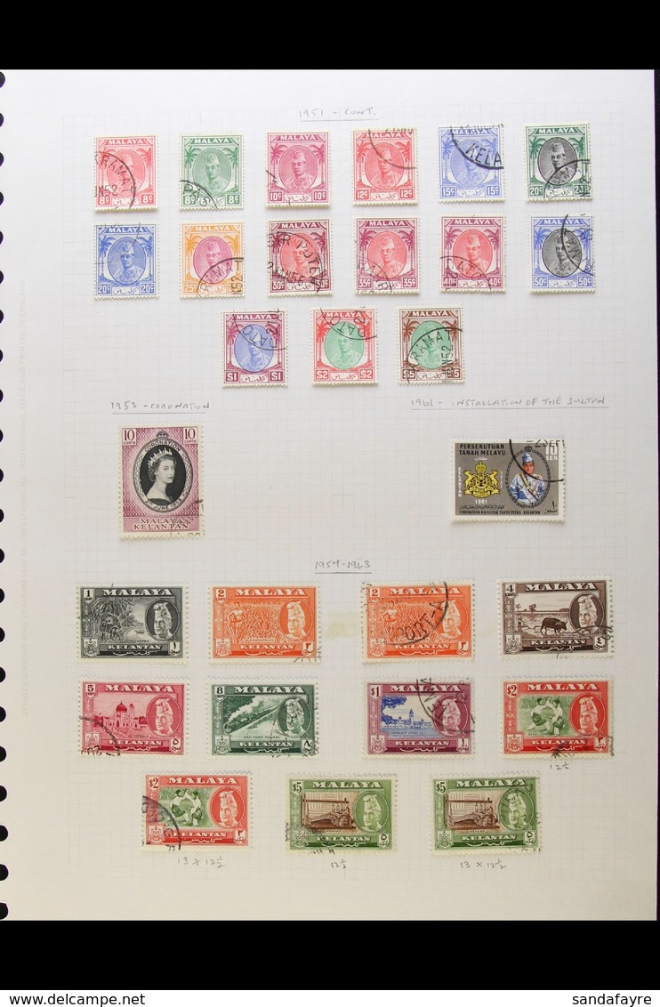 KELANTAN  1948-86 Complete Very Fine Used Collection, Includes 1948 RSW And 1949 UPU Sets, 1951-55 Complete Defin Set, 1 - Andere & Zonder Classificatie