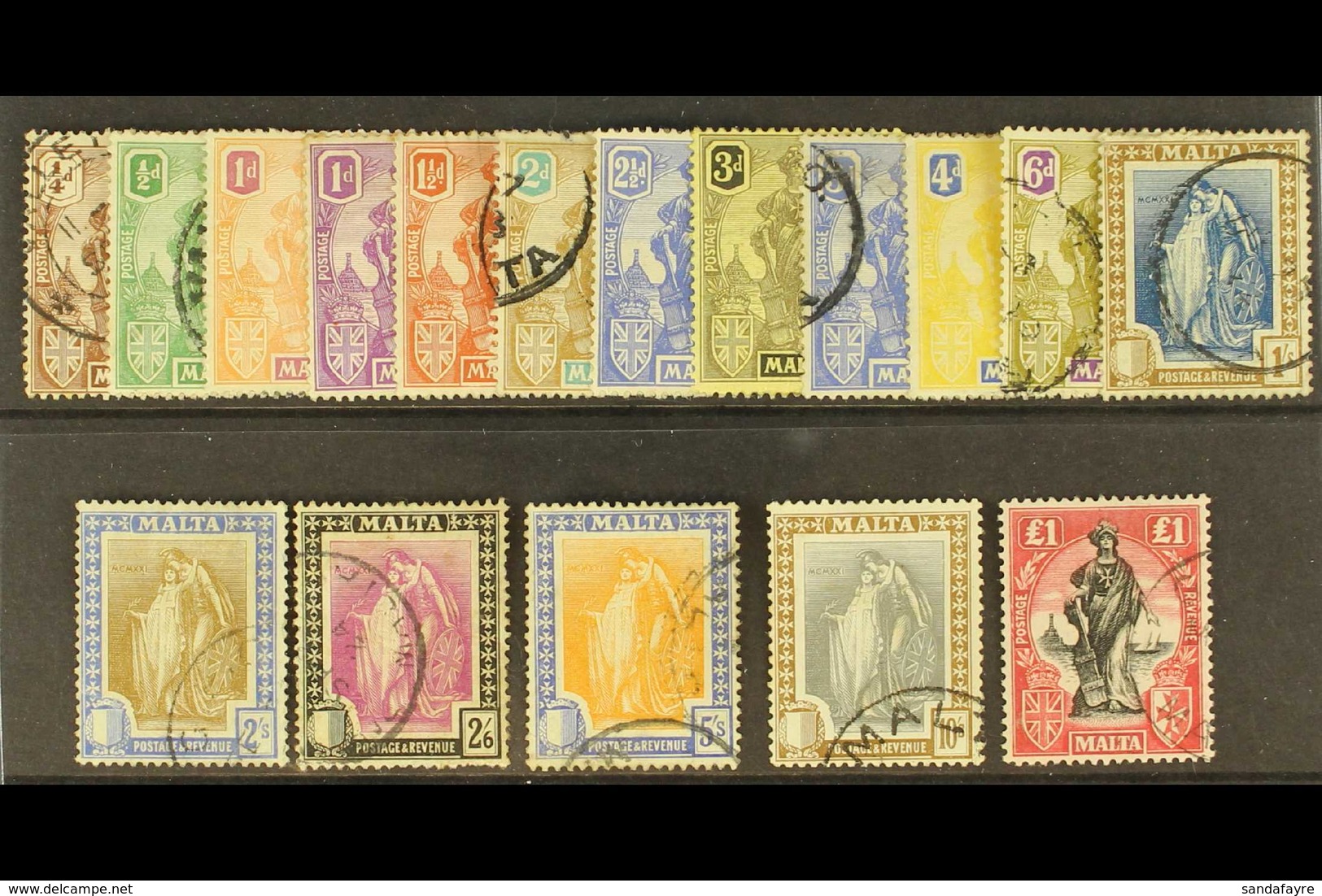 1922  Allegory Set, SG 123/39, Good To Fine Used (4d Torn). Cat £550 (17 Stamps) For More Images, Please Visit Http://ww - Malta (...-1964)