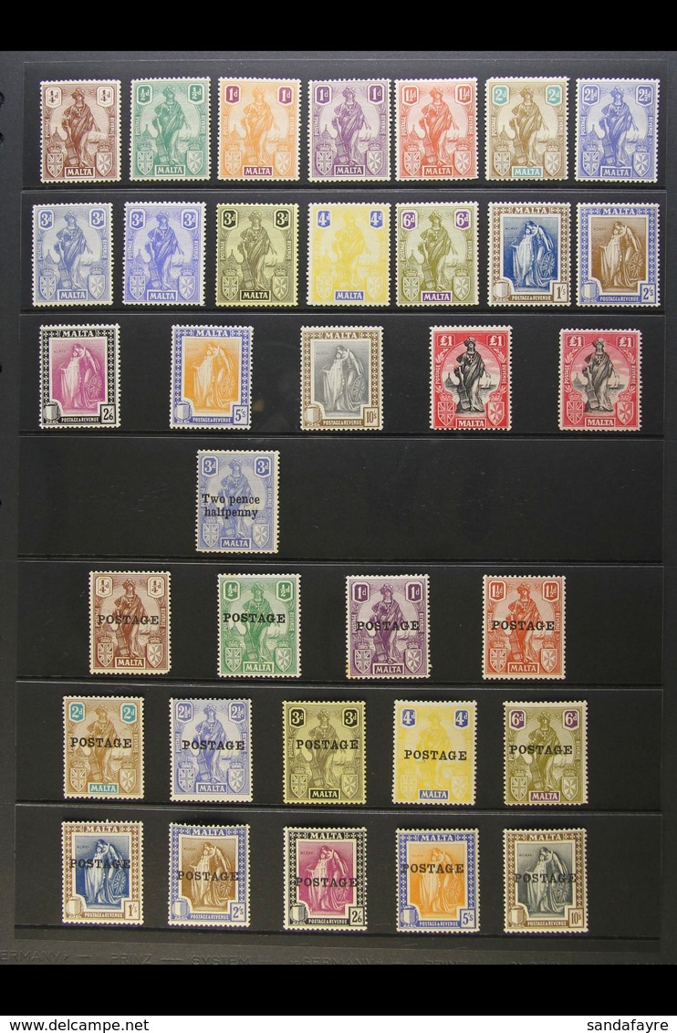 1922-26 MINT MELITA & BRITANNIA COLLECTION  Presented On A Stock Page. Includes 1922-26 Complete Set With BOTH Watermark - Malta (...-1964)