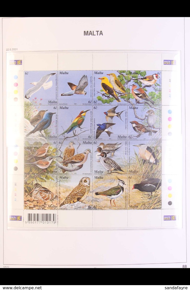 2000-2013 COMPLETE NHM COLLECTION  Presented In A Hingeless DAVO Album, All Different & Includes The 2001 Birds Sheetlet - Malta (...-1964)